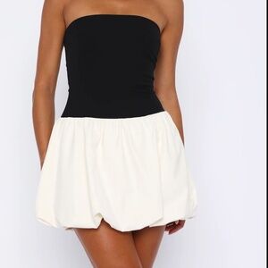 White fox Diamond dust mini dress black and cream